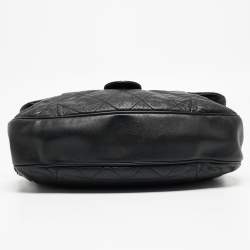 Pre Owned Chanel Black Quilted Leather Coco Pleats Flap Bag