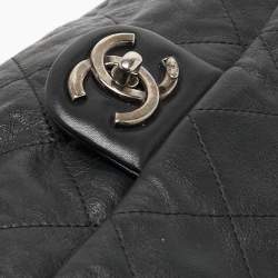 Pre Owned Chanel Black Quilted Leather Coco Pleats Flap Bag
