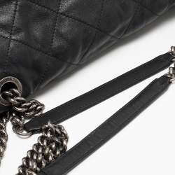 Pre Owned Chanel Black Quilted Leather Coco Pleats Flap Bag
