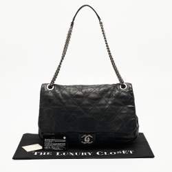 Pre Owned Chanel Black Quilted Leather Coco Pleats Flap Bag