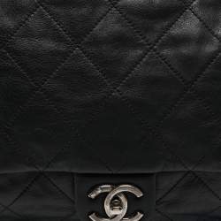 Pre Owned Chanel Black Quilted Leather Coco Pleats Flap Bag