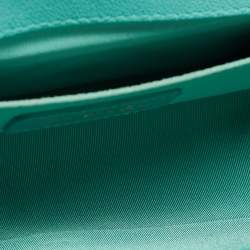 Pre Owned Chanel Aqua Green Chevron Caviar Leather Medium Boy Flap Bag