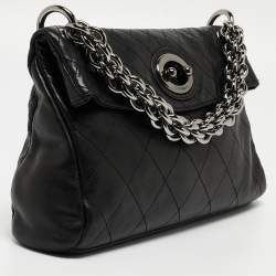 Pre Owned Chanel Black Quilted Leather Bijoux Ring Chain Hobo