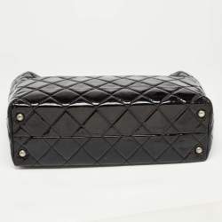 Pre Owned Chanel Black Quilted Patent Leather Reissue East West Tote
