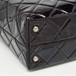 Pre Owned Chanel Black Quilted Patent Leather Reissue East West Tote