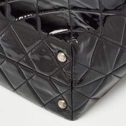Pre Owned Chanel Black Quilted Patent Leather Reissue East West Tote