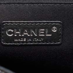 Pre Owned Chanel Black Quilted Patent Leather Reissue East West Tote