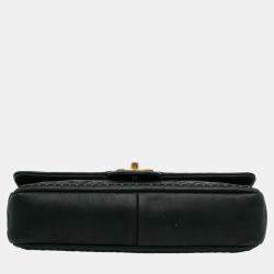 Pre Owned Chanel Black Quilted Lambskin Stitch Single Flap