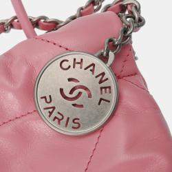 Chanel Pink Leather Mini 22 Hobo Bag