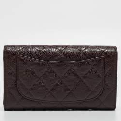 مملوكة مسبقًا Chanel Plum Quilted Caviar Leather Classic Flap Trifold Wallet