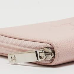 Chanel Pink Caviar Leather CC Zip Around Wallet