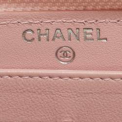 Chanel Pink Caviar Leather CC Zip Around Wallet