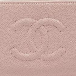 Chanel Pink Caviar Leather CC Zip Around Wallet