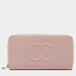 Chanel Pink Caviar Leather CC Zip Around Wallet