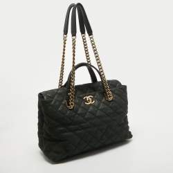 Pre Owned Chanel Black Caviar Leather Chic Quilt Tote