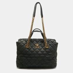 Pre Owned Chanel Black Caviar Leather Chic Quilt Tote