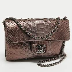Pre Owned Chanel Bronze Python CC Flap Chain Bag