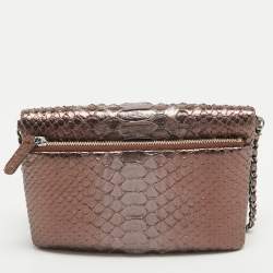 Pre Owned Chanel Bronze Python CC Flap Chain Bag