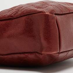 Pre Owned Chanel Red Caviar Quilted Leather City Shopper Tote