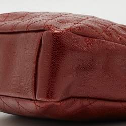 Pre Owned Chanel Red Caviar Quilted Leather City Shopper Tote