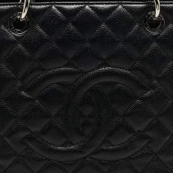 Pre Owned Chanel Black Quilted Caviar Leather Grand Shopper Tote