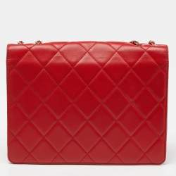 Pre Owned Chanel Red Quilted Leather Class Flap Shoulder Bag