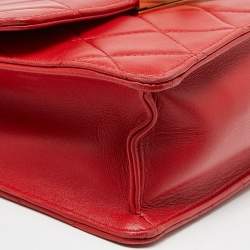 Pre Owned Chanel Red Quilted Leather Class Flap Shoulder Bag