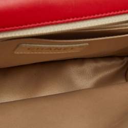 Pre Owned Chanel Red Quilted Leather Class Flap Shoulder Bag