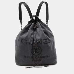 Chanel Grey/Black Denim and Leather Sequin Embellished Deauville Backpack 