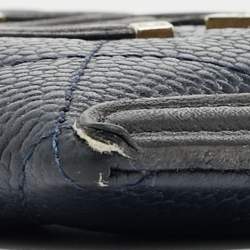 Chanel Blue/Black Quilted Caviar Leather Filigree Card Holder