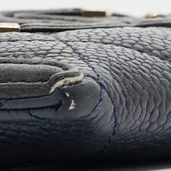 Chanel Blue/Black Quilted Caviar Leather Filigree Card Holder