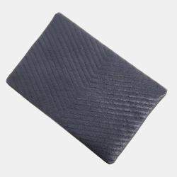 Pre Owned Chanel Blue Calfskin Chevron Quilted Small Envelope Clutch 