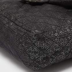 Pre Owned Chanel Black Mesh and Sequins Jumbo Classic Flap Bag