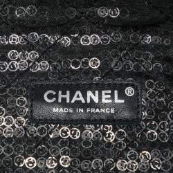 Pre Owned Chanel Black Mesh and Sequins Jumbo Classic Flap Bag