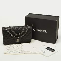 Chanel Black Quilted Caviar Leather Jumbo Classic Double Flap Bag