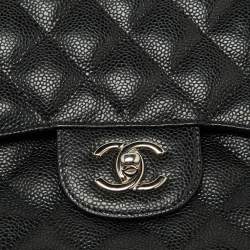 Chanel Black Quilted Caviar Leather Jumbo Classic Double Flap Bag