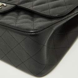 Chanel Black Quilted Caviar Leather Jumbo Classic Double Flap Bag