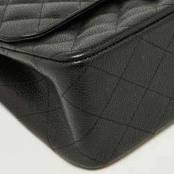 Chanel Black Quilted Caviar Leather Jumbo Classic Double Flap Bag