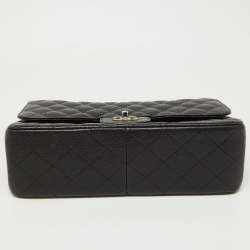 Chanel Black Quilted Caviar Leather Jumbo Classic Double Flap Bag