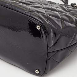 Pre Owned Chanel Black Quilted Patent Leather CC Timeless Tote