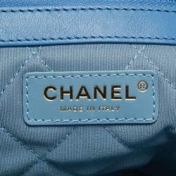 Chanel Light Blue Quilted Terry Cloth Coco Beach Shopper Tote