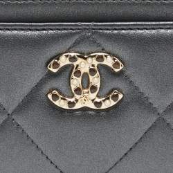 Chanel Grey Quilted Leather 19 Card Holder