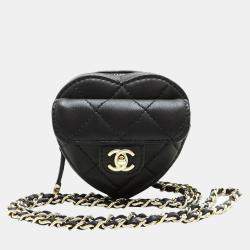 Chanel Black Lambskin Mini CC In Love Heart Bag