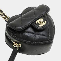 Chanel Black Lambskin Mini CC In Love Heart Bag