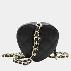 Chanel Black Lambskin Mini CC In Love Heart Bag