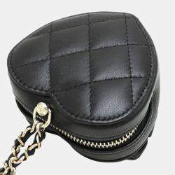 Chanel Black Lambskin Mini CC In Love Heart Bag