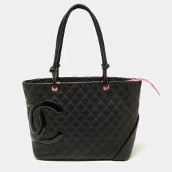 Pre Owned Chanel Black Quilted Leather Large Ligne Cambon Tote 