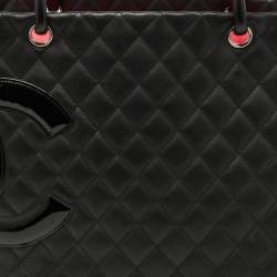 Pre Owned Chanel Black Quilted Leather Large Ligne Cambon Tote 
