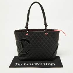Pre Owned Chanel Black Quilted Leather Large Ligne Cambon Tote 