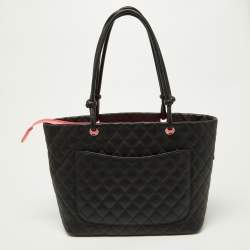 Pre Owned Chanel Black Quilted Leather Large Ligne Cambon Tote 